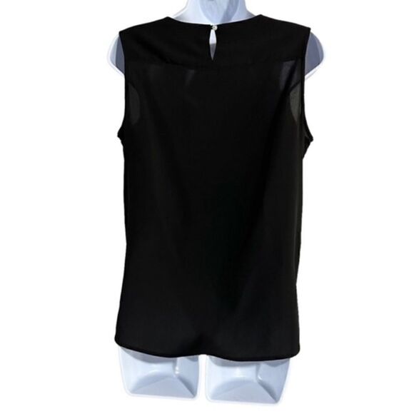 Calvin Klein black sleeveless floral lace overlay round neck blouse-L - Picture 2 of 5